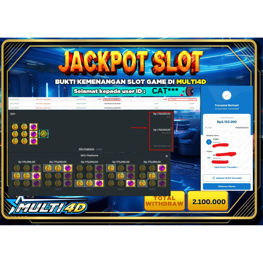 BUKTI JACKPOT HARI INI 24 APRIL 2024 DI PRAGMATIC PLAY