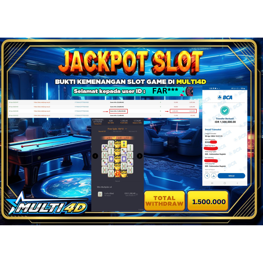 BUKTI JACKPOT HARI INI 30 APRIL 2024 DI PRAGMATIC PLAY