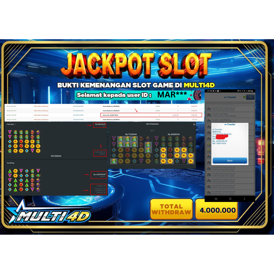 BUKTI JACKPOT HARI INI 22 APRIL 2024 DI PRAGMATIC PLAY