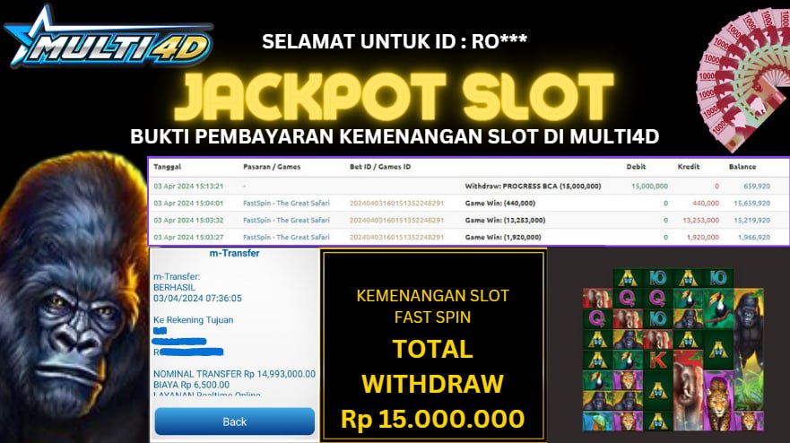 BUKTI JACKPOT HARI INI 3 APRIL 2024 DI SAFARI