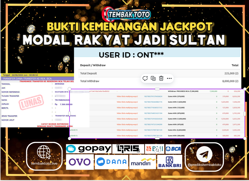 BUKTI JACKPOT HARI INI 25 AGUSTUS 2024 DI PG SOFT