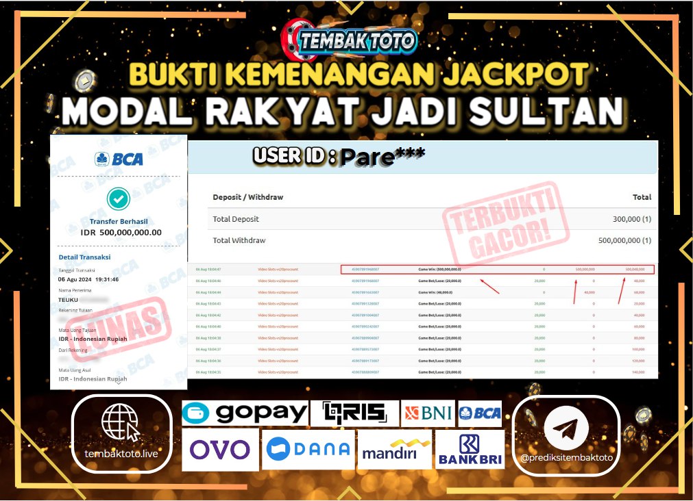 BUKTI JACKPOT HARI INI 6 AGUSTUS 2024 DI PRAGMATIC PLAY