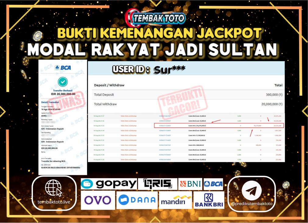 BUKTI JACKPOT HARI INI 10 AGUSTUS 2024 DI PRAGMATIC PLAY