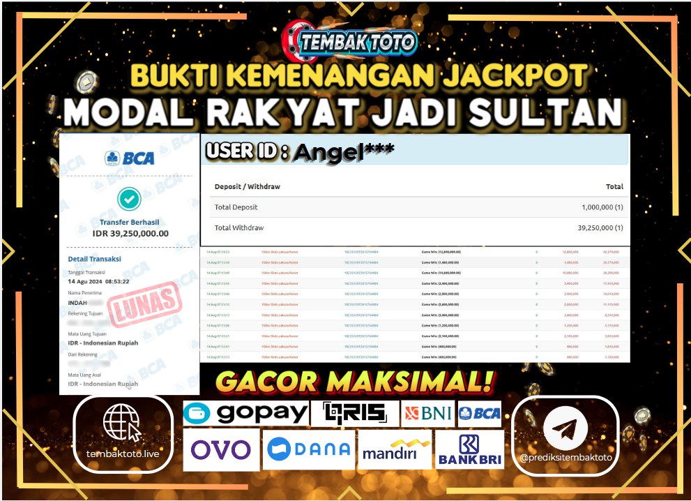 BUKTI JACKPOT HARI INI 14 AGUSTUS 2024 DI PG SOFT