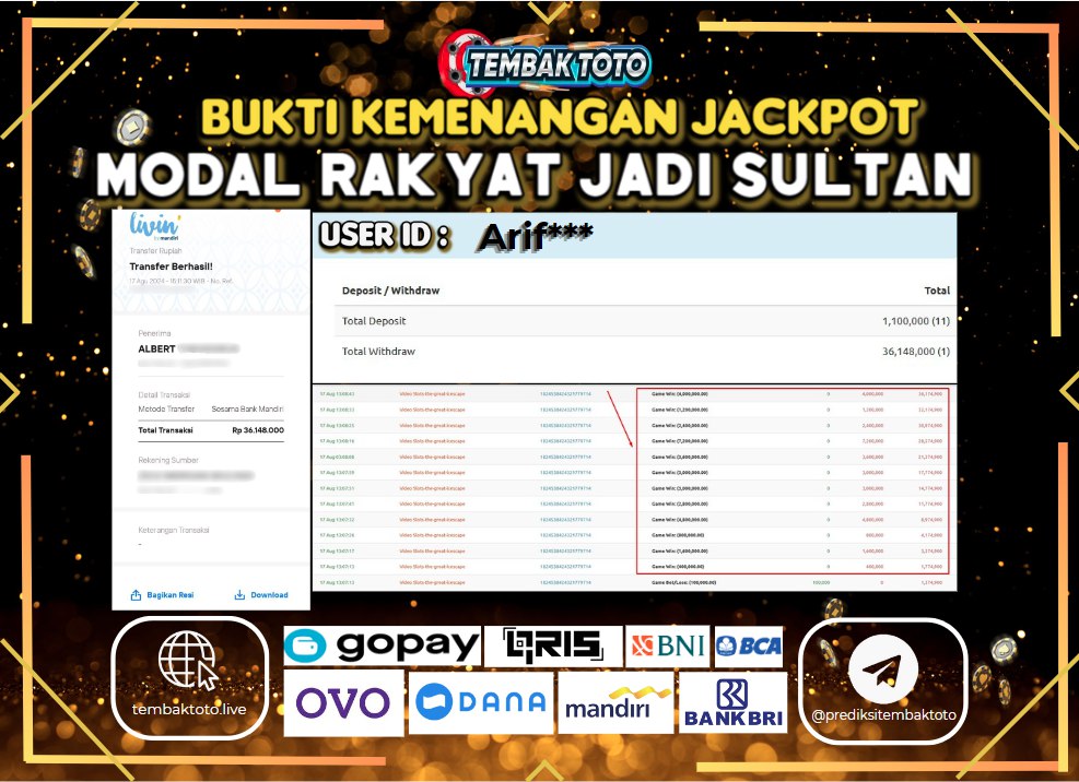 BUKTI JACKPOT HARI INI 17 AGUSTUS 2024 DI PG SOFT