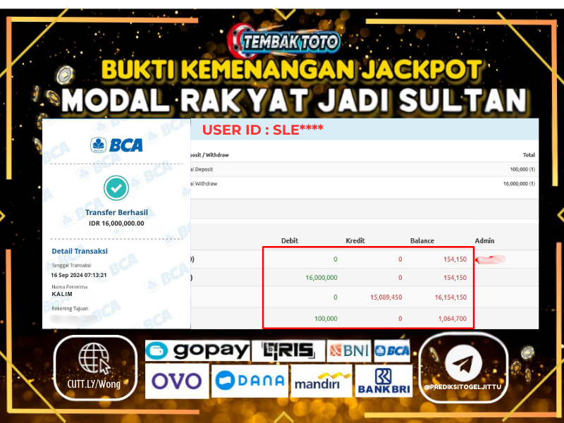 BUKTI JACKPOT HARI INI 16 SEPTEMBER 2024 DI PG GAMES