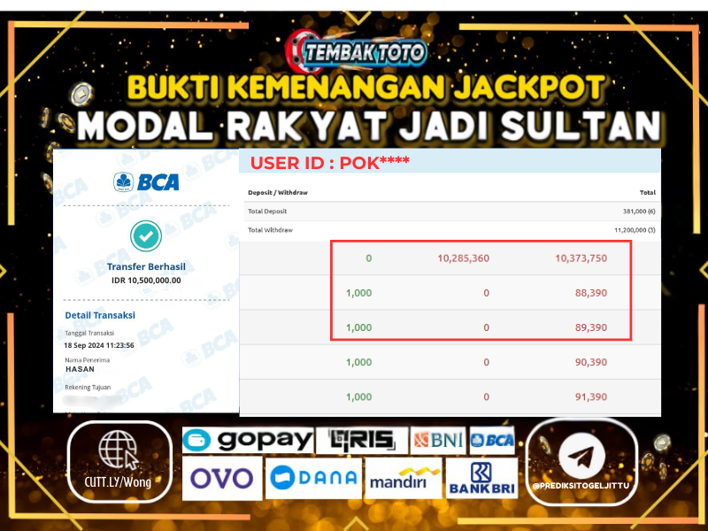 BUKTI JACKPOT HARI INI 18 SEPTEMBER 2024 DI PP GAMES