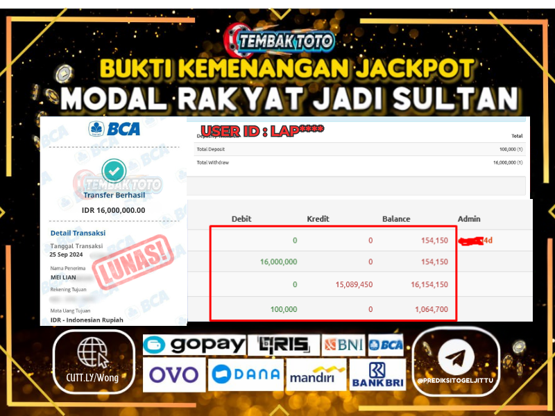 BUKTI JACKPOT HARI INI 25 SEPTEMBER 2024 DI PP GAMES