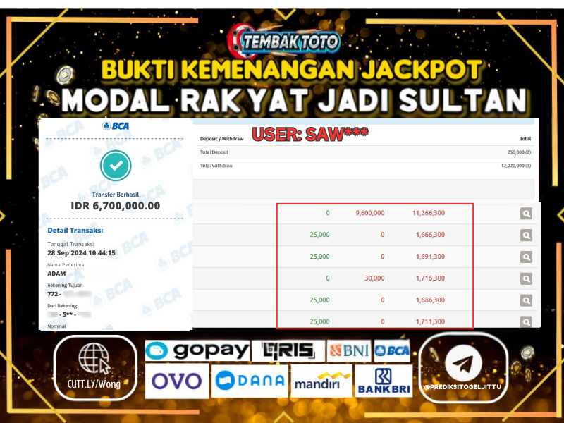 BUKTI JACKPOT HARI INI 28 SEPTEMBER 2024 DI PP GAMES