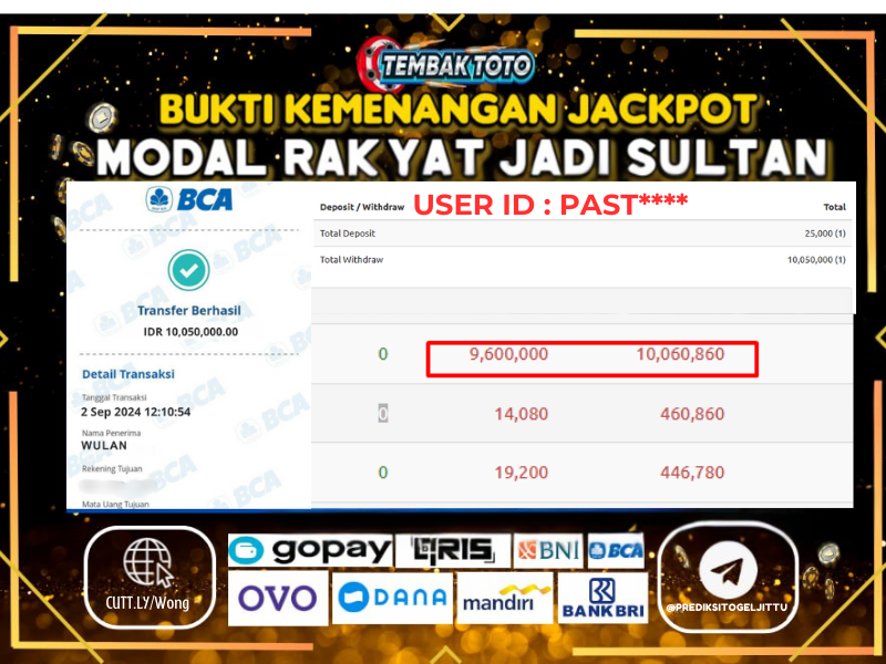 BUKTI JACKPOT HARI INI 2 SEP 2024 DI PG SOFT