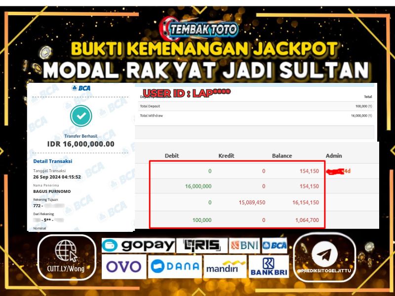 BUKTI JACKPOT HARI INI 26 SEPTEMBER 2024 DI PP GAMES