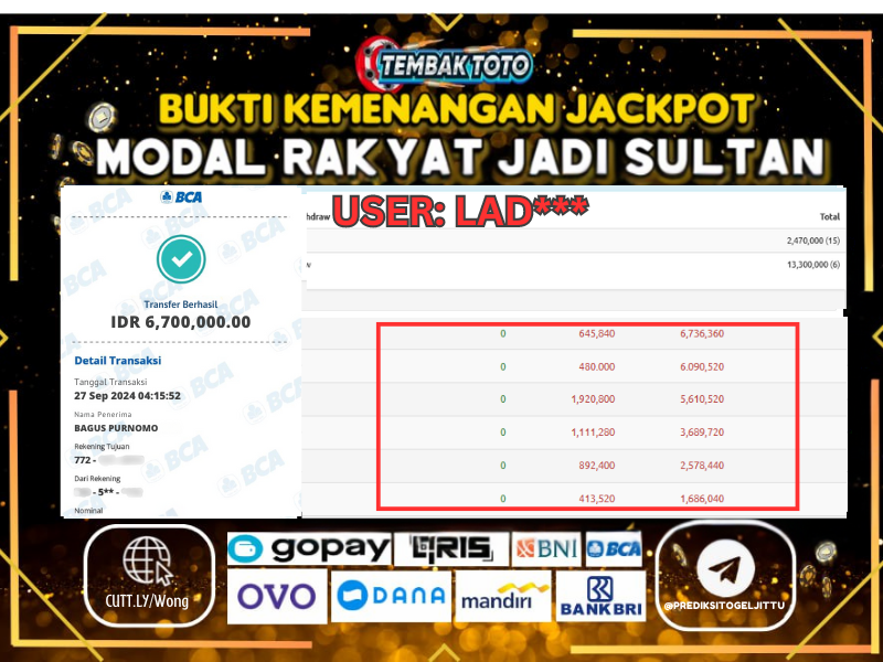 BUKTI JACKPOT HARI INI 27 SEPTEMBER 2024 DI PP GAMES