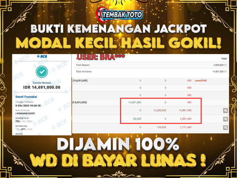 BUKTI JACKPOT HARI INI 6 OKTOBER 2024 DI PP GAMES