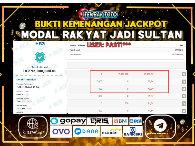 BUKTI JACKPOT HARI INI 2 OKTOBER 2024 DI PP GAMES