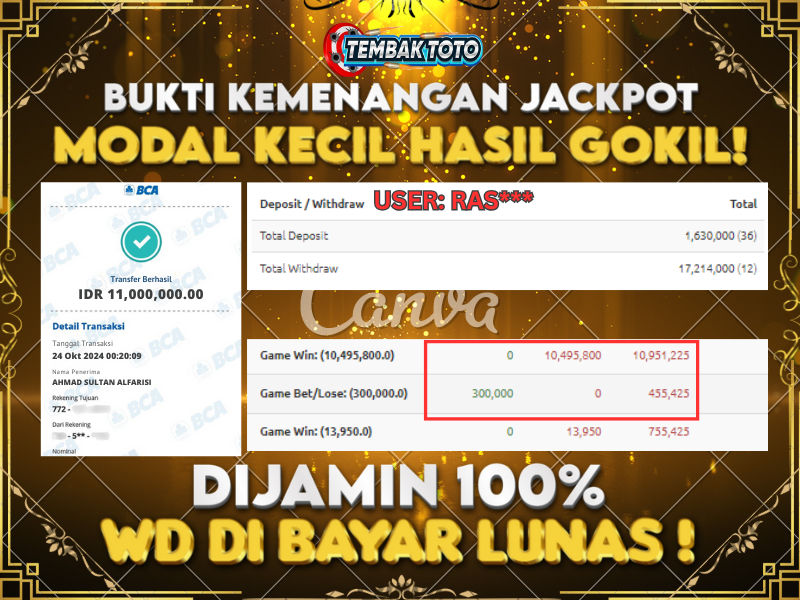 BUKTI JACKPOT HARI INI 24 OKTOBER 2024 DI PP GAMES