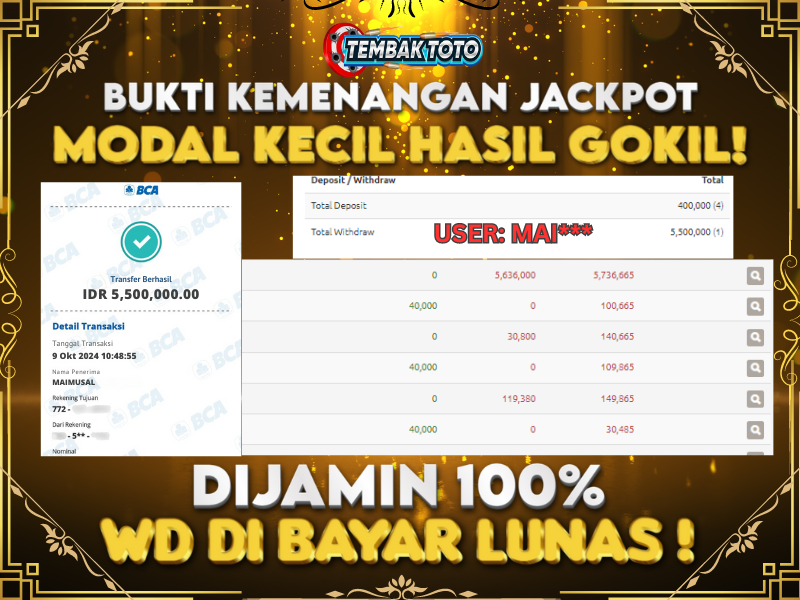 BUKTI JACKPOT HARI INI 9 OKTOBER 2024 DI PP GAMES